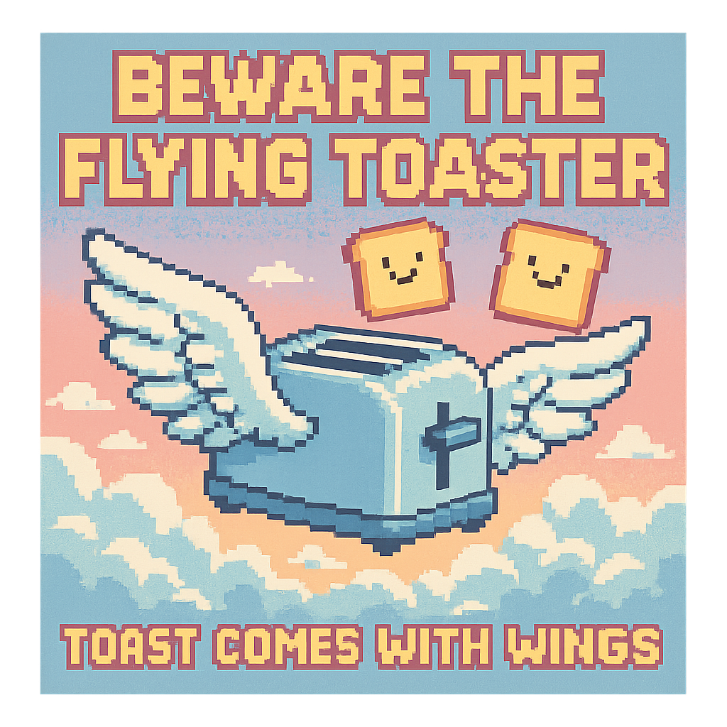 Beware the Flying Toaster design graphic