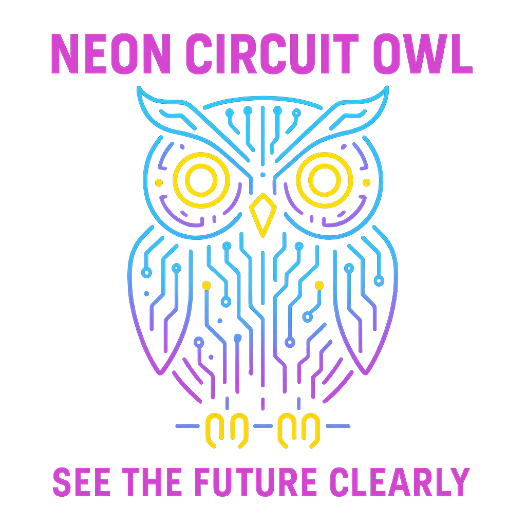 Neon Circuit Owl design graphic