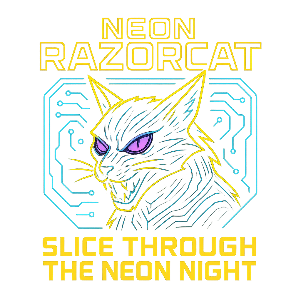 Neon Razorcat design graphic
