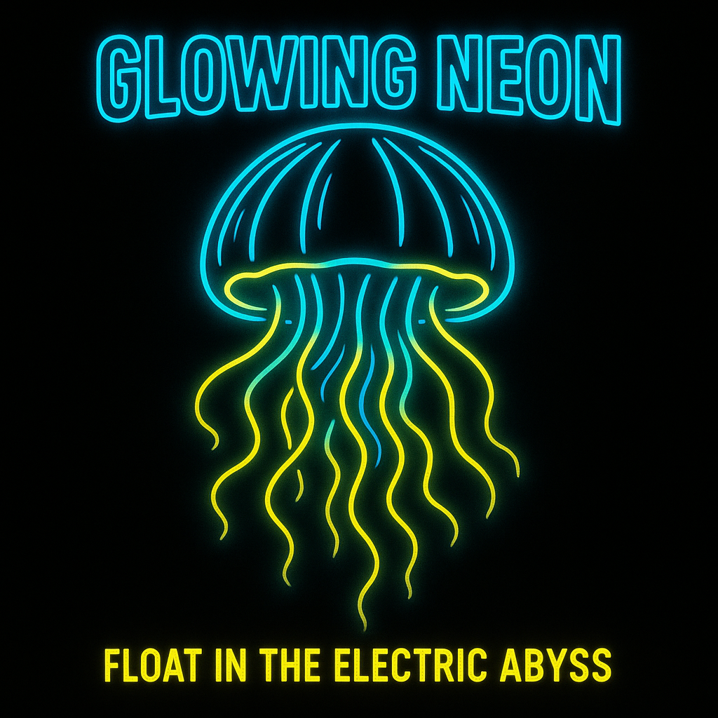 Glowing Neon Jellyfish design graphic