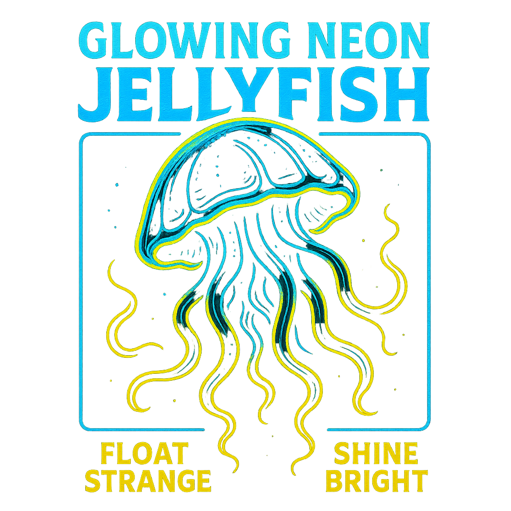 Glowing Neon Jellyfish design graphic