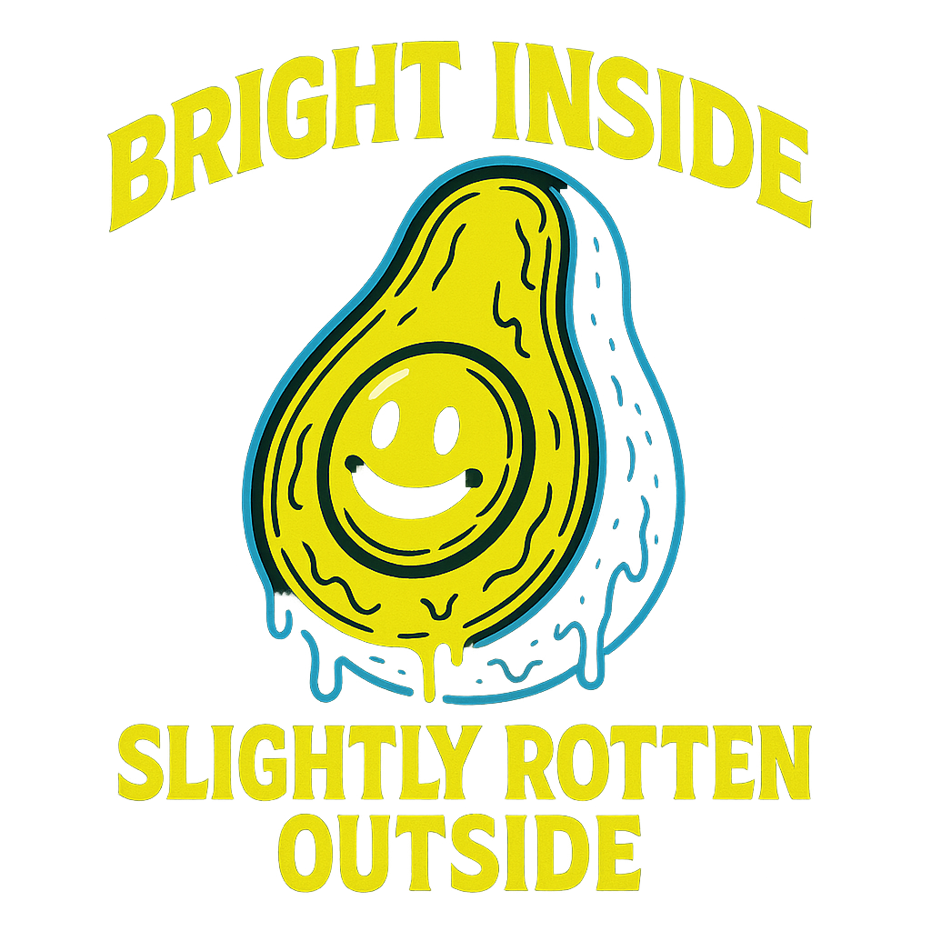 Half-Eaten Neon Avocado design graphic