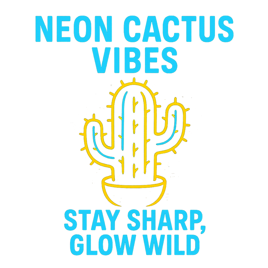 Neon Cactus Vibes design graphic