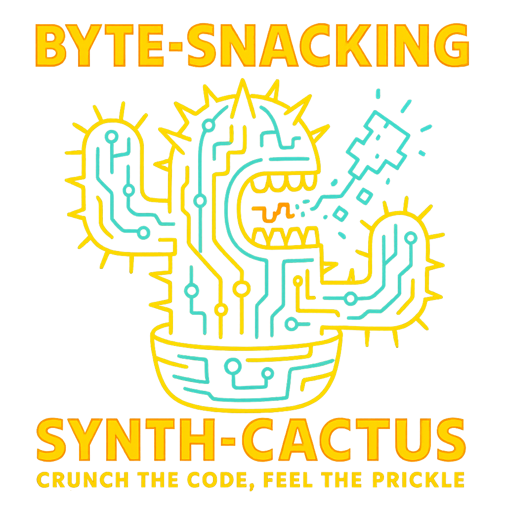 Byte-Snacking Synth-Cactus design graphic