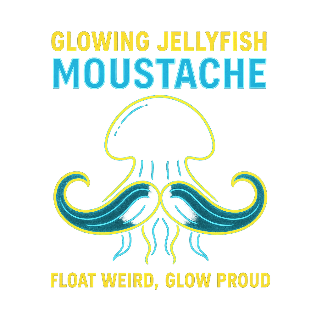 Glowing Jellyfish Moustache design graphic