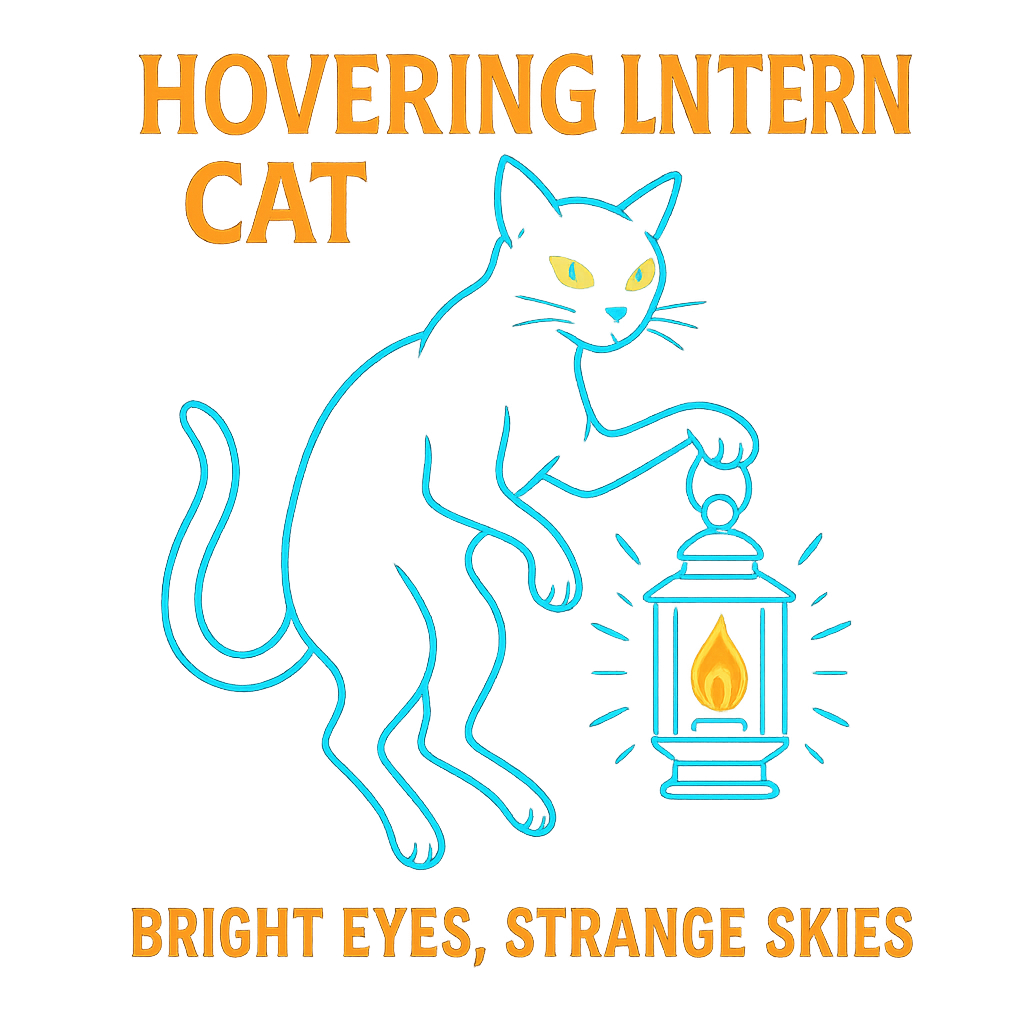 Hovering Lantern Cat design graphic