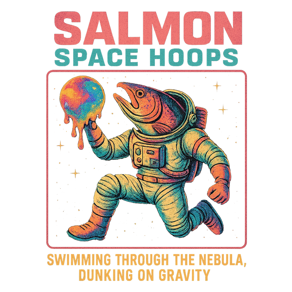 Salmon Space Hoops design graphic