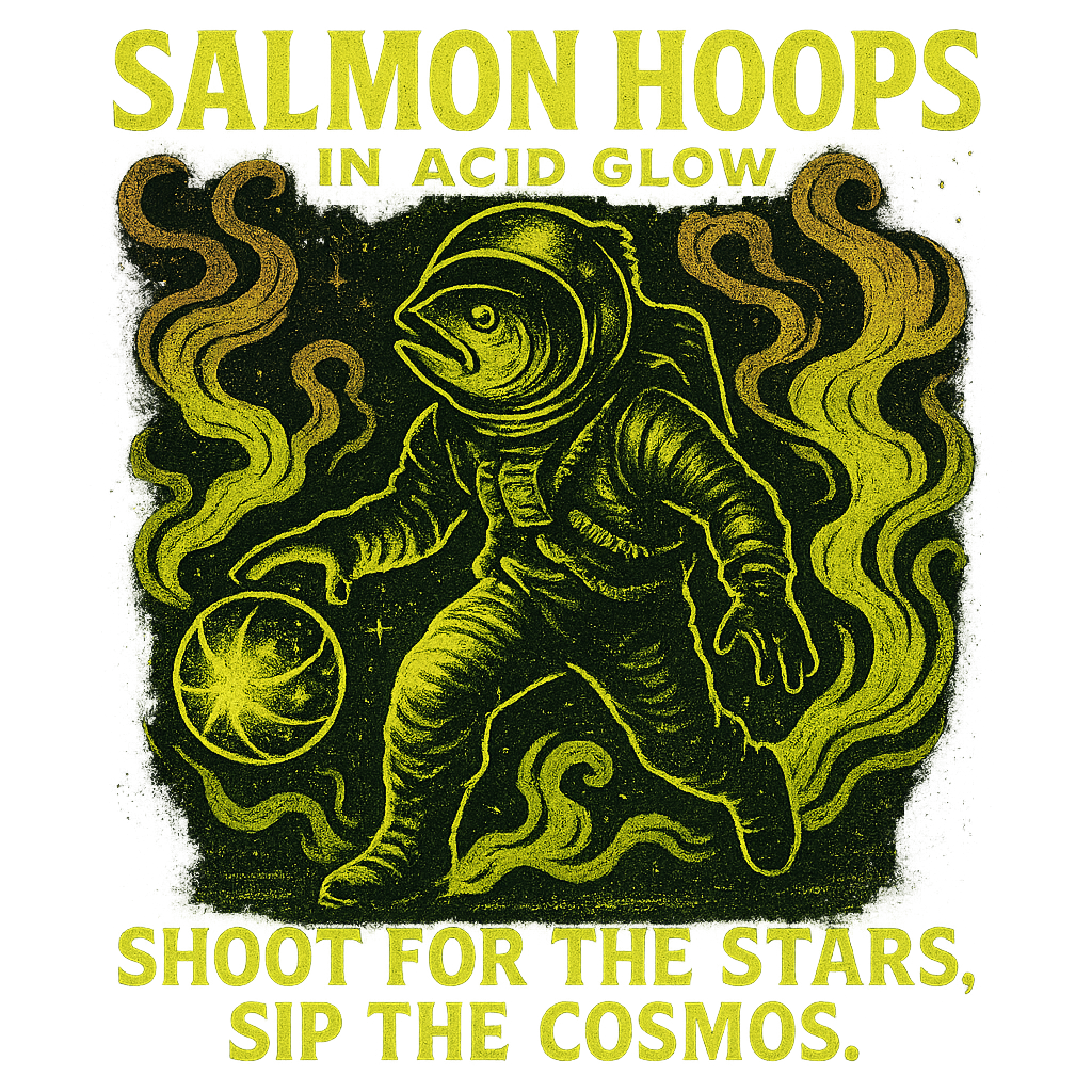 Salmon Hoops in Acid Glow design graphic