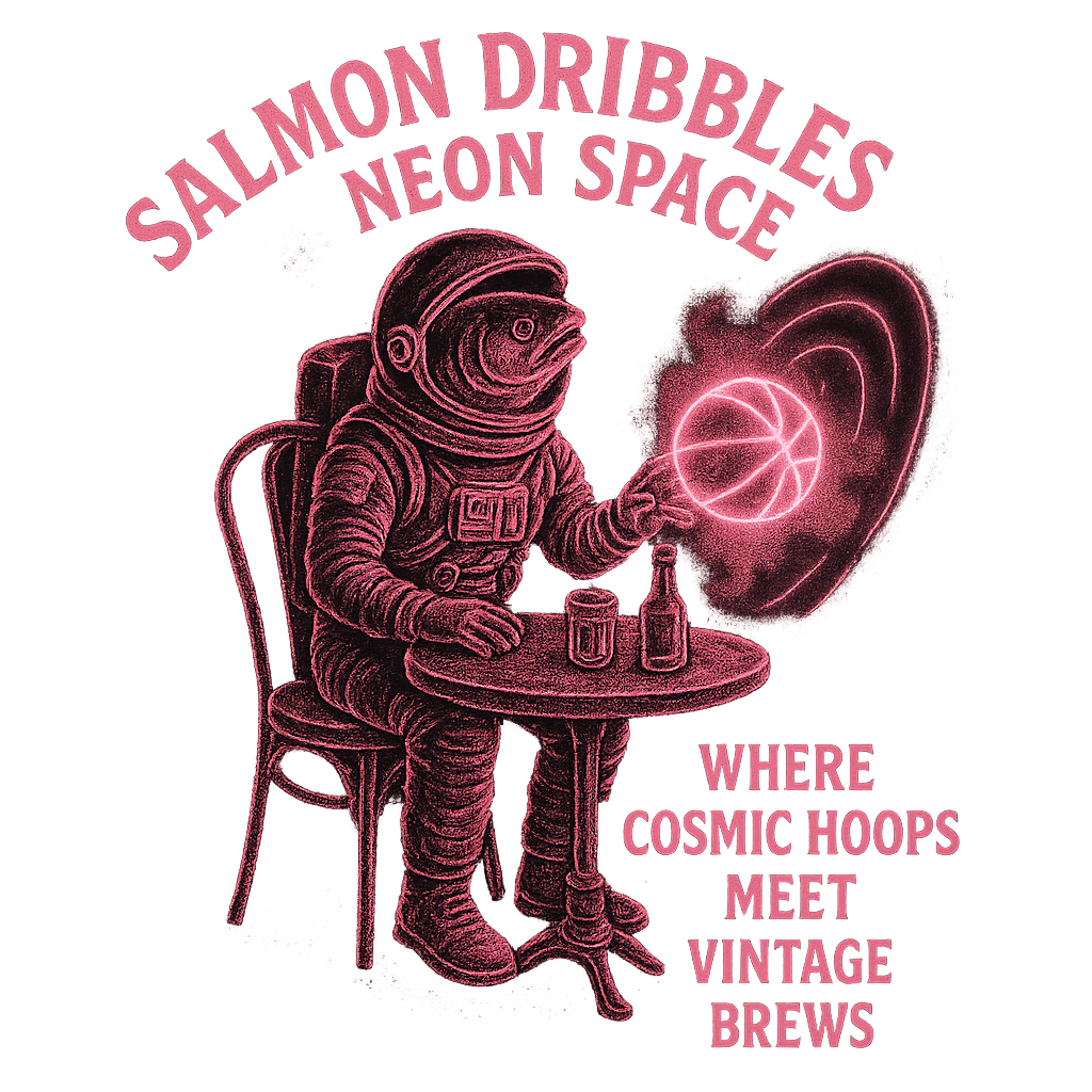 Salmon Dribbles in Neon Space design graphic