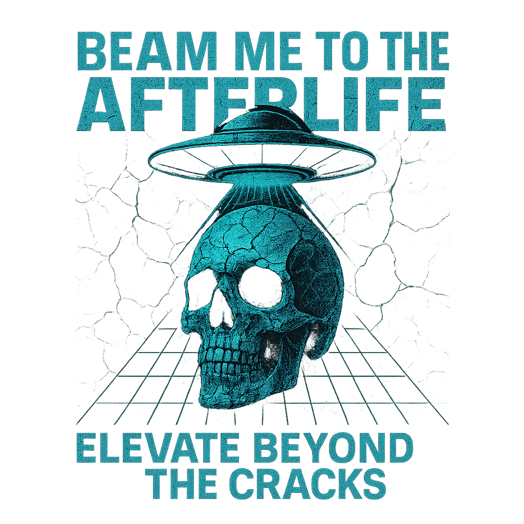 Beam Me to the Afterlife design graphic