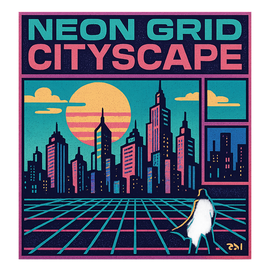 Neon Grid Cityscape design graphic