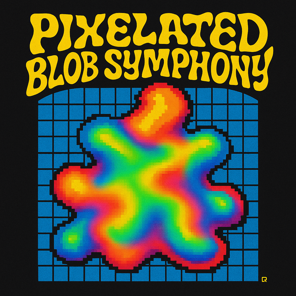 Pixelated Blob Symphony design graphic