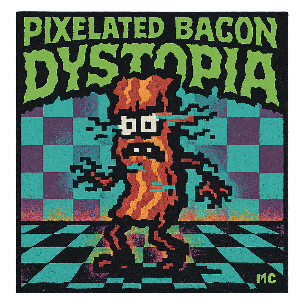 Pixelated Bacon Dystopia design graphic