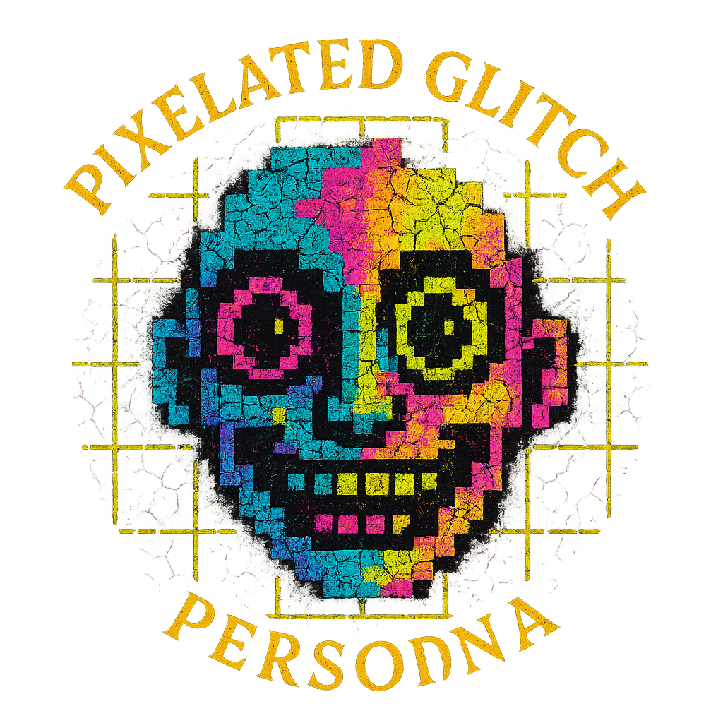 Pixelated Glitch Persona design graphic