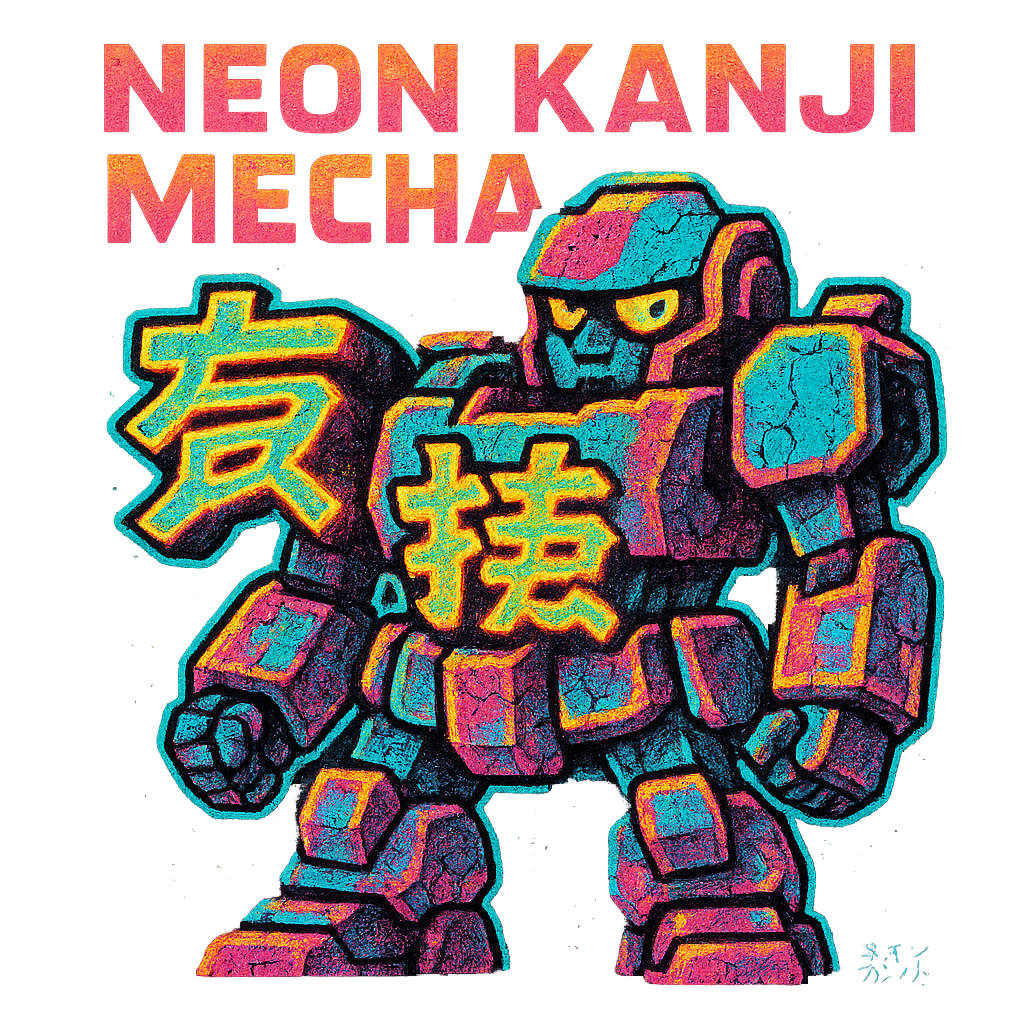 Neon Kanji Mecha design graphic