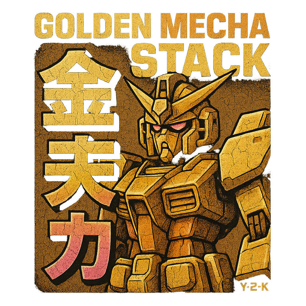 Golden Mecha Stack design graphic