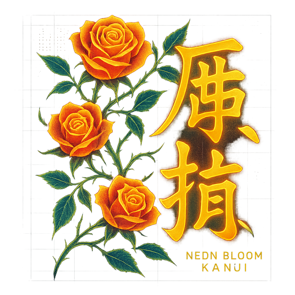 Neon Bloom Kanji design graphic