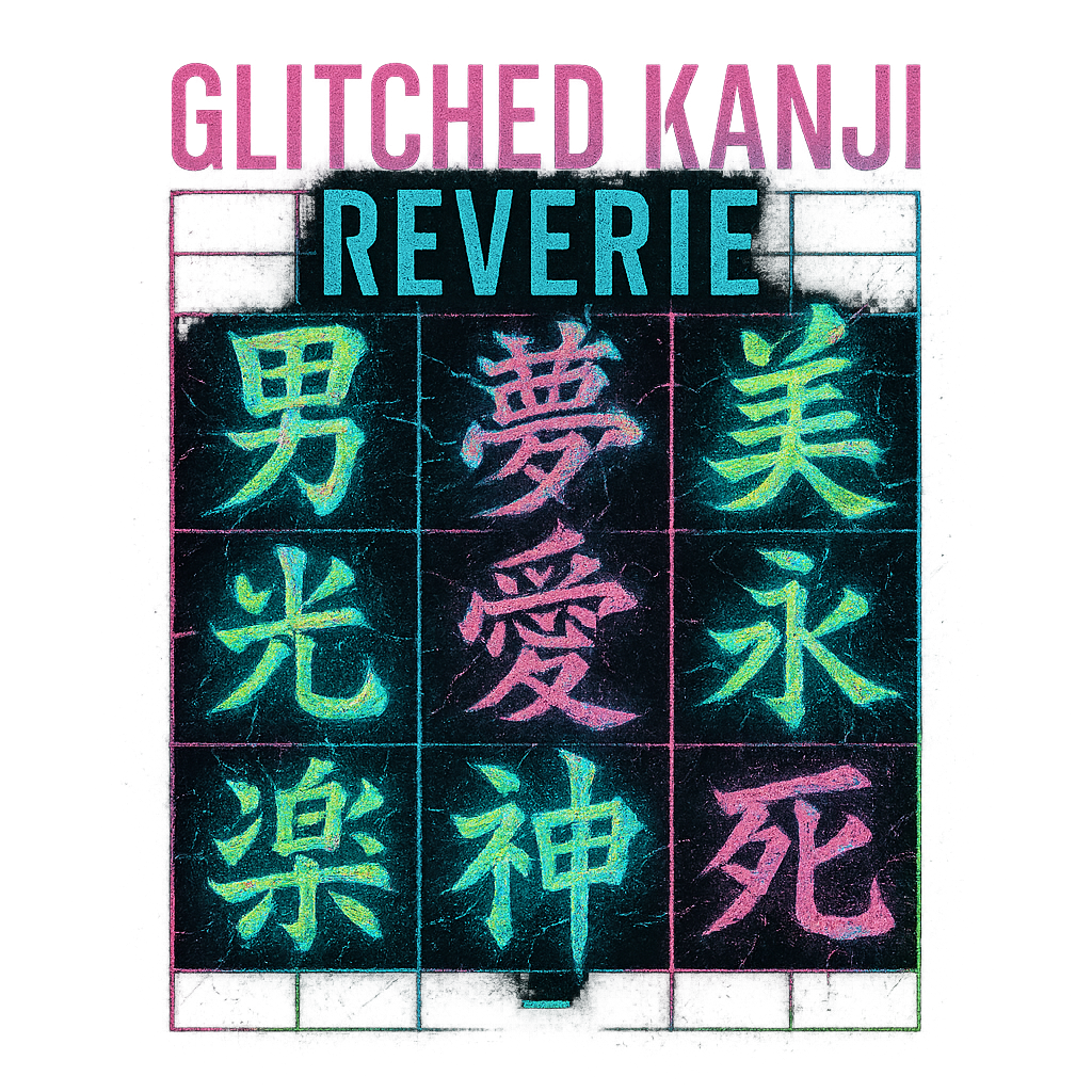 Glitched Kanji Reverie design graphic