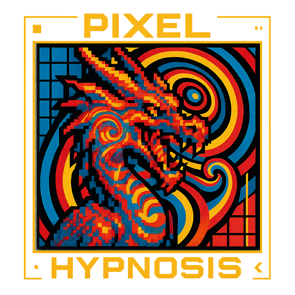 Pixel Dragon Hypnosis design graphic