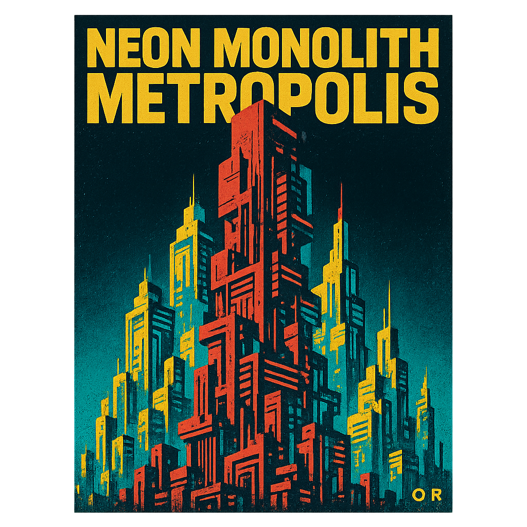 Neon Monolith Metropolis design graphic