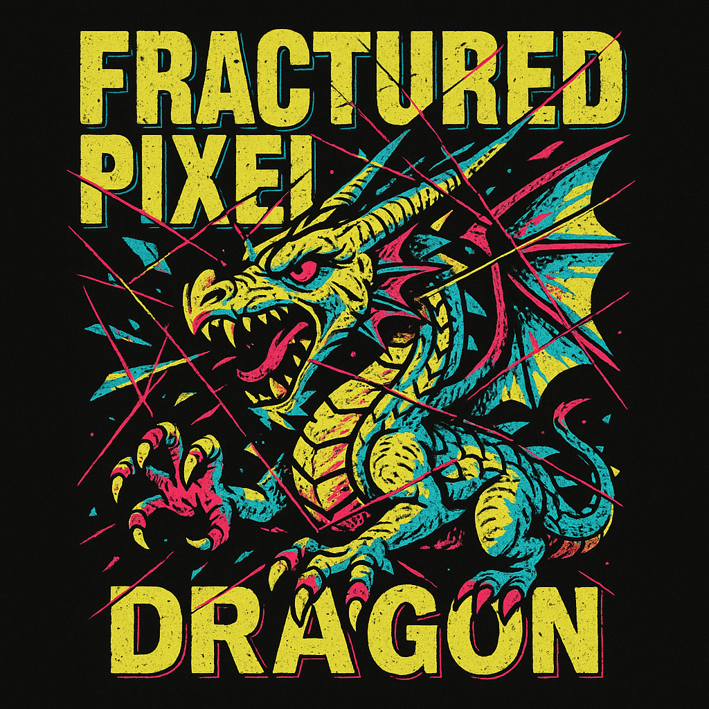 Fractured Pixel Dragon design graphic