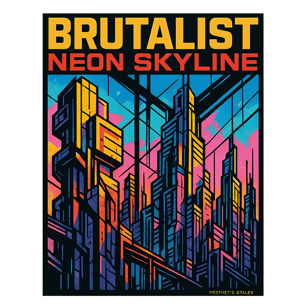 Brutalist Neon Skyline design graphic