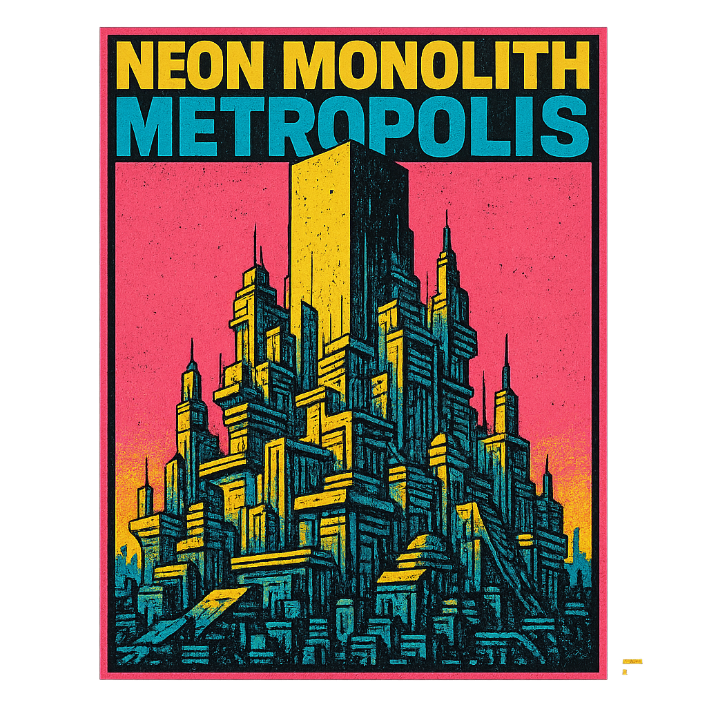 Neon Monolith Metropolis design graphic