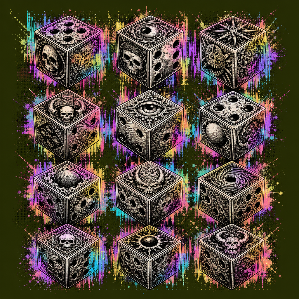 Glitch Dice Grid design graphic