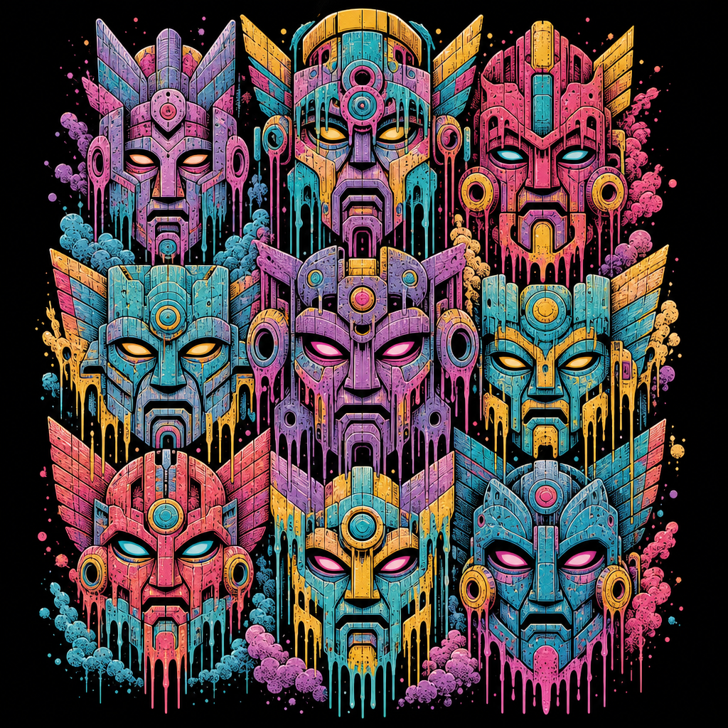 Melting Mecha Totem design graphic